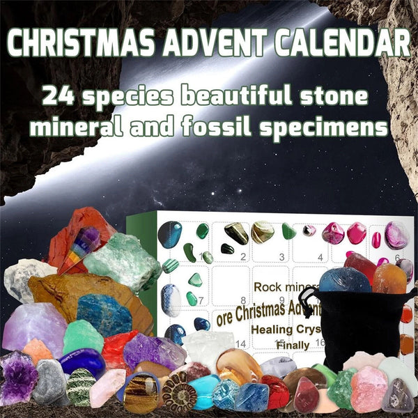 Christmas Advent Calendar Xmas Blind Box Rock Ore Mineral Fossil Stone Kit