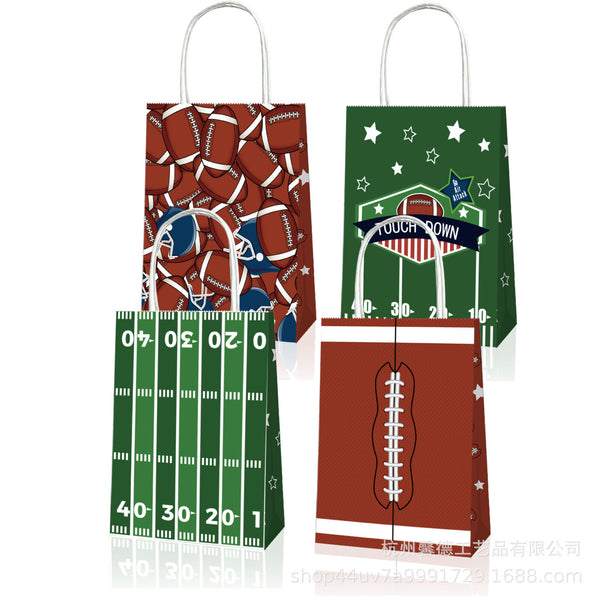 24X Rugby Themed Kraft Paper Tote Bags Durable 150g Kraft Paper for Sports Fans