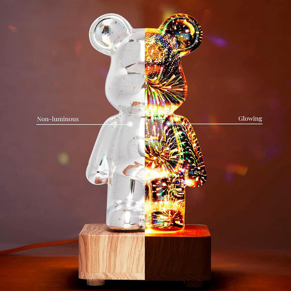 3D Light Bear Fireworks Lamp Table Night Light Flashing 8 Color Xmas Gift New