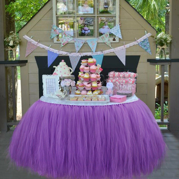 Light Purple Tulle TUTU Table Skirt Cover Birthday Wedding Party Baby Shower Dec