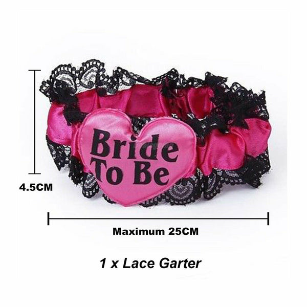 Bride To Be Hens Night Party Veil White Badge Sash Lace Garter Set Bachelorettes
