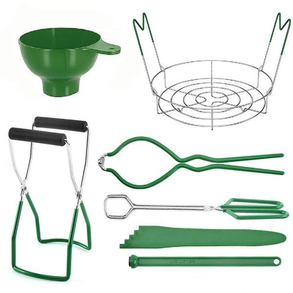 Mason Jars Canning Kit - 6x 500ml Glass Preserving Jars with Lids, Funnel, Rack & Tongs