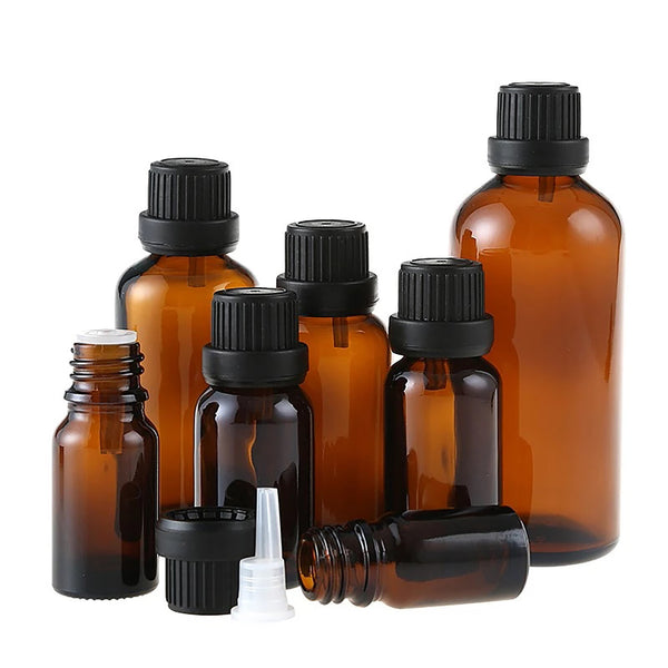 30PCS 10ML Amber Glass Essential Oil Bottles with Euro Dropper