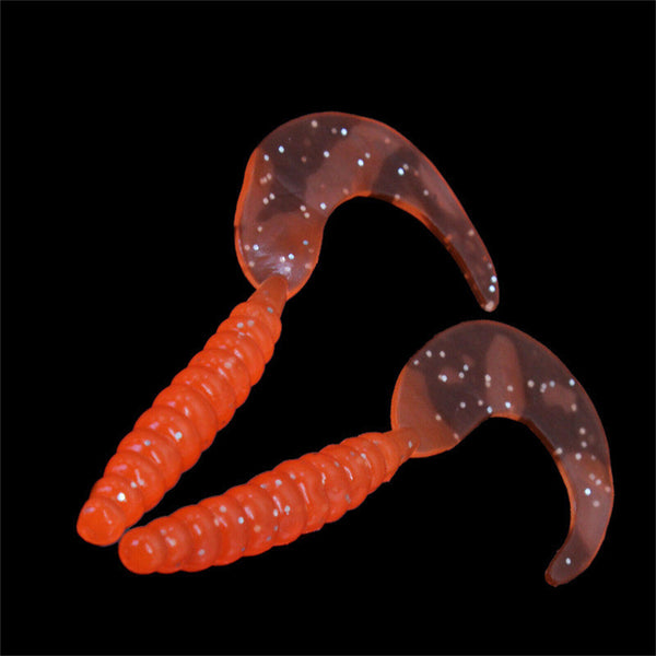 100X lure Plastic 35mm Paddle Tail Worm Bass Soft Grub Tackle Fishing Lure Bream