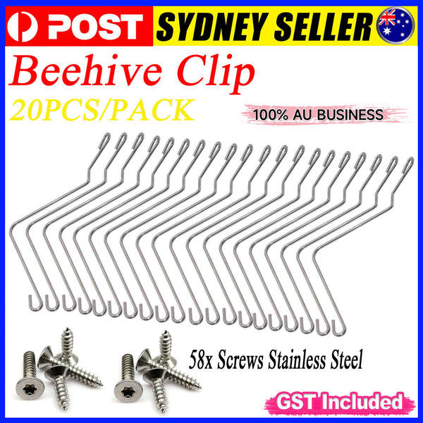 20x Stainless Steel Bee Hive Spring Clips Beekeeping Accessories & Screws AU