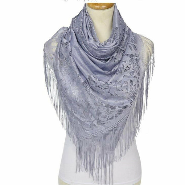 Women Soft Pashmina Scarf Lace Silk Feel Shawl Long Winter Neck Wrap