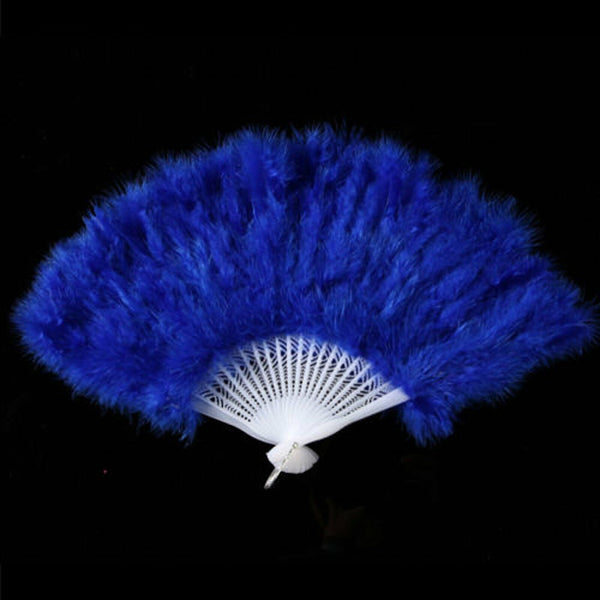 2PCS Feather Fan Folding Costume Wedding Showgirl Dance Fancy Party Decor Craft