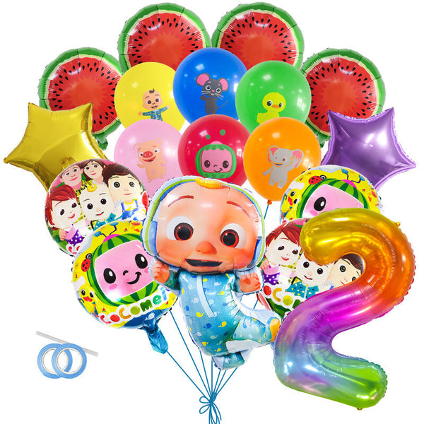 Cocomelon Tableware Party Supplies Kids Birthday Banner Topper Balloon Plate