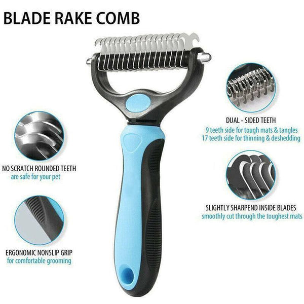 Pet Knotting Rake Hair Removal Comb for Cats and Dogs Grooming Tool Detangler