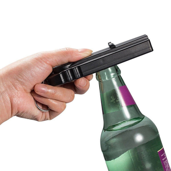 Bottle Cap Launcher Beer Drink Shooter Key Opener Flying Gun Ring Gift Top Zappa