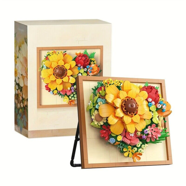 Flower Plant Building Set Sunflower Gift For Adult DIY Home Office Decoration AU
