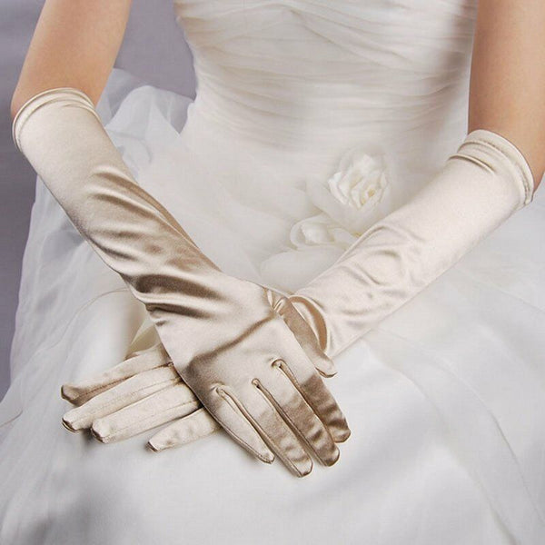 Ladies Long Satin Gloves Opera Costume Bridal Party Prom Wedding Womens Classic