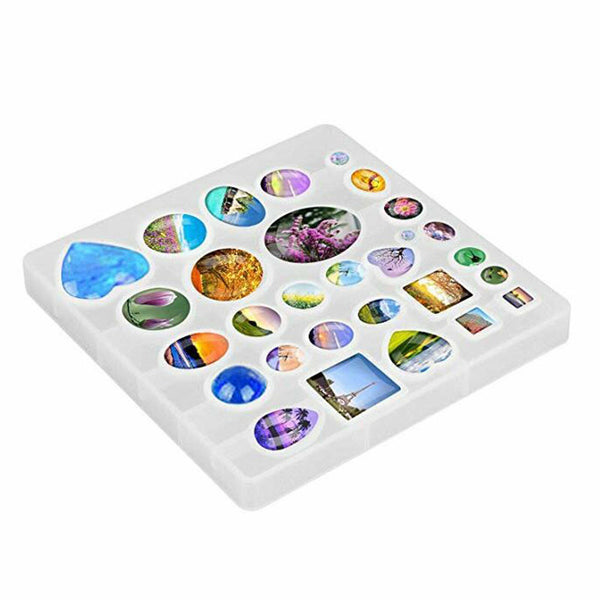 31Pcs Resin Casting Molds Silicone Mold Pendant Jewelry Mould Craft Kit Tool AU