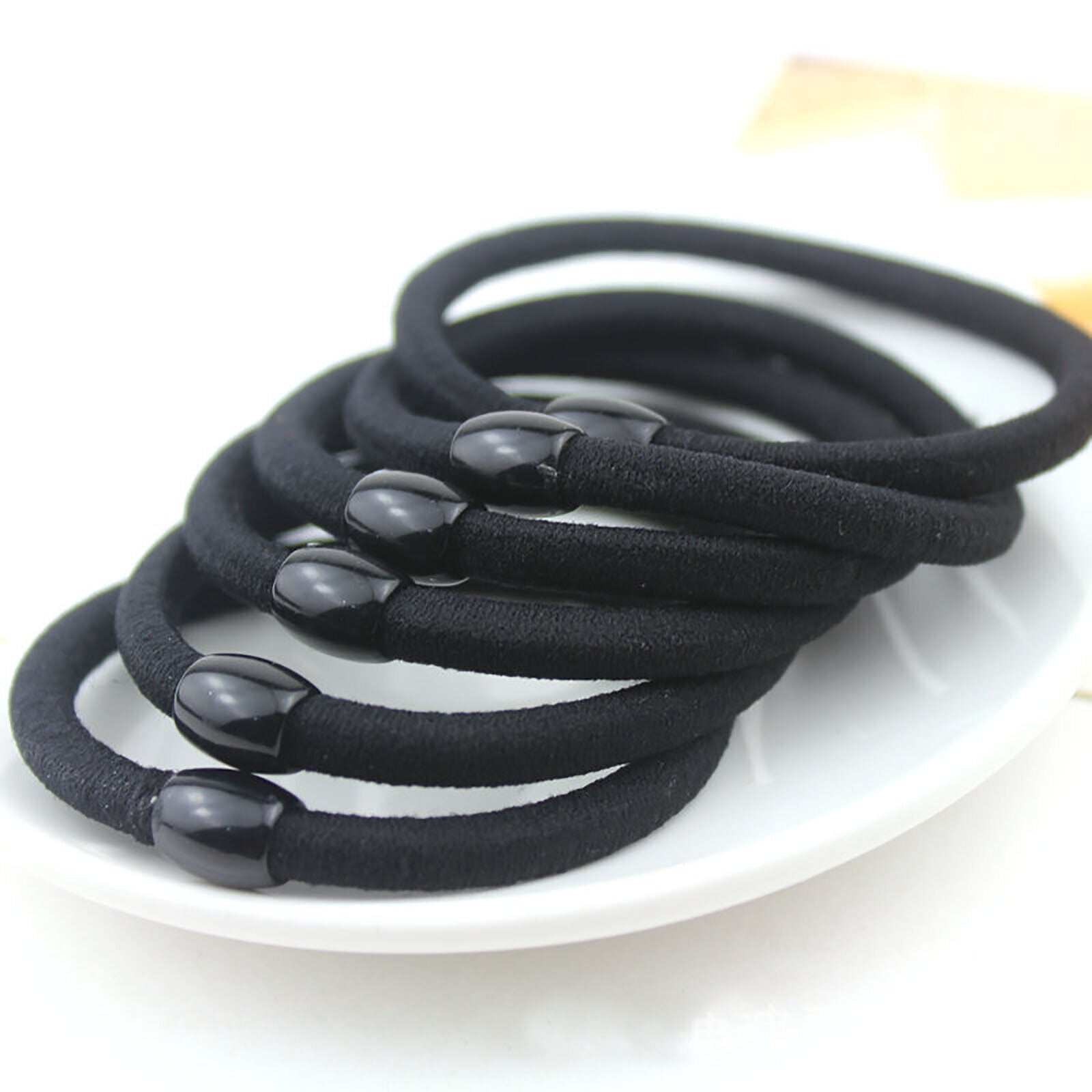 100 Thick Black Elastic Stretch Hair Ties Bands Rope Ponytail Women Girls School