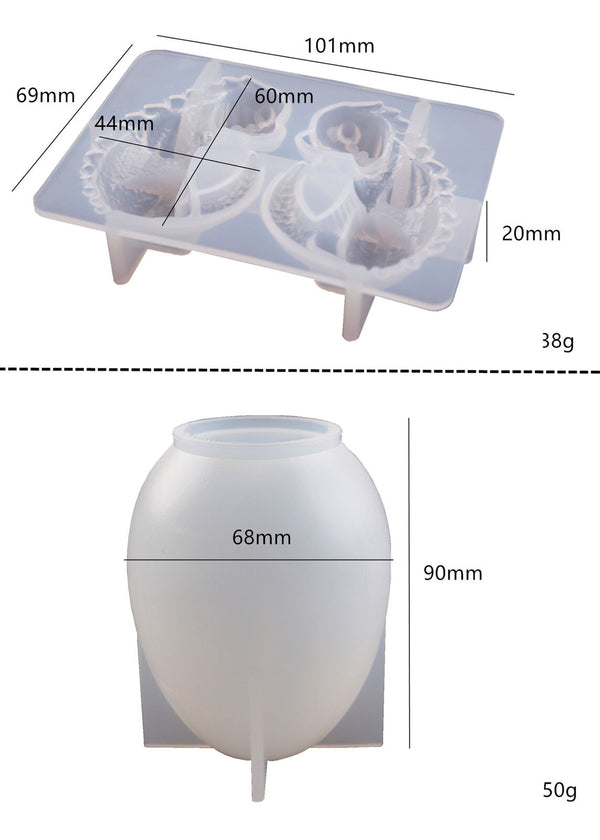 Silicone 3D Dragon Resin Epoxy Mold Egg Jewelry Keychain Casting Mould Craft DIY