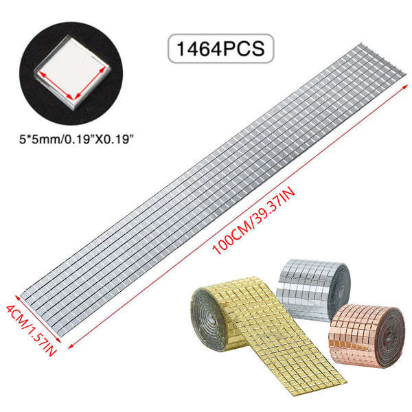 Mini Mosaic Tiles Self-Adhesive Square Mirror Glass DIY Home Wall Sticker Decors