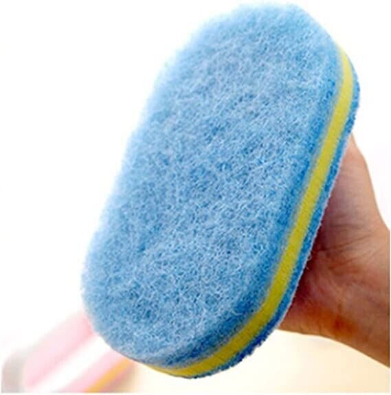 Handle Sponge Brush Cleaning Kitchen Bathroom Shower Bathtub Scrubber Clean Tool