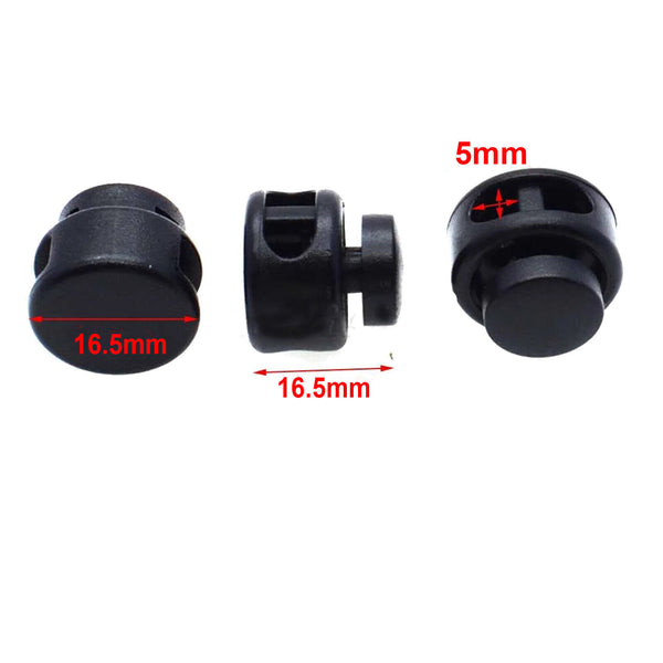 10X Single Double Hole Cord Lock Apparel Clamp Barrel Toggle Stopper Spring Stop