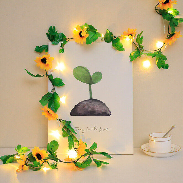 2M Artificial Sunflower Fairy String Light Home Party Wedding Lamp Decor Xmas AU