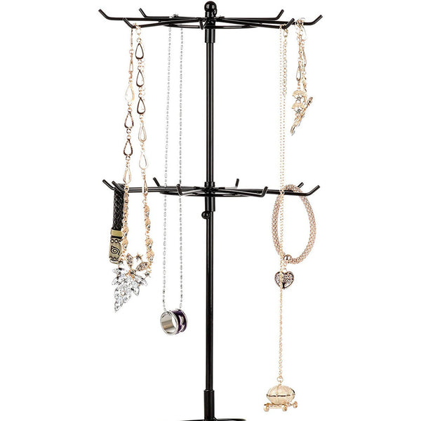 2-Tier Metal Rotating Jewelry Display Stand Hat Socks Display Rack Keyring Rack
