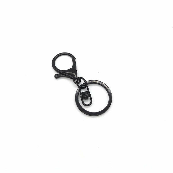 30x Lobster Clasps Keyrings Metal Black Swivel Ssplit Key Chain Keyring 70mm NEW