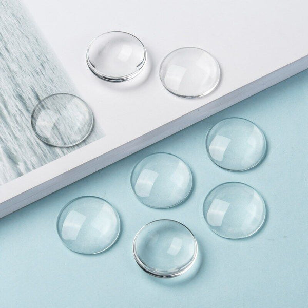 30-300X Cabochons Clear Glass Dome Flat Back Round Transparent 12x4mm Jewellery