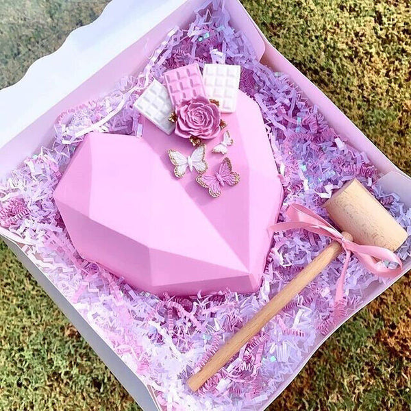 2PCS Large Heart Shape Candy Cake Chocolate Mould 3D Fondant Mold Silicone Craft