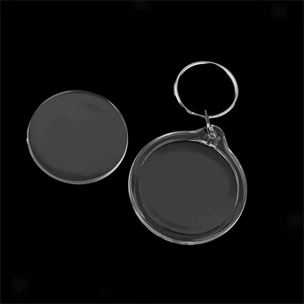 100Pcs DIY Clear Acrylic Blank Photo Picture Frame Key Ring Keychain Keyring NEW