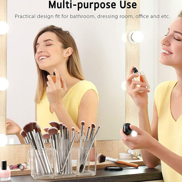 2pcs Clear Acrylic Makeup Brush Holder | Dustproof Cosmetic Organizer Storage Case