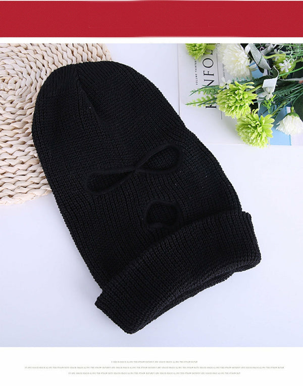 Black 3 Hole Balaclava Ski Mask Windproof Face Cover Neck Warmer