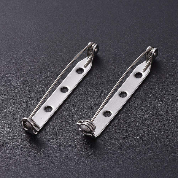 100X 20/32mm Brooch Backs Safety Bar Pins Craft Catch Badge Fasteners Jewellery