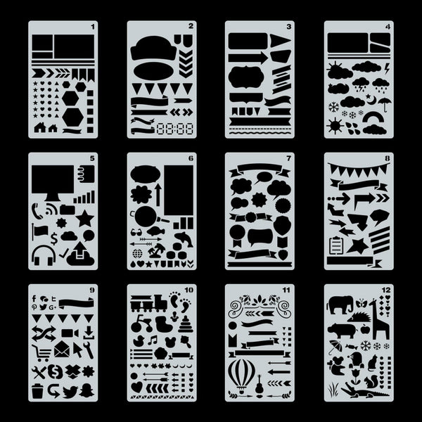 20x Bullet Journal Stencil Plastic Planner Stencils Notebook Diary Scrapbook DIY