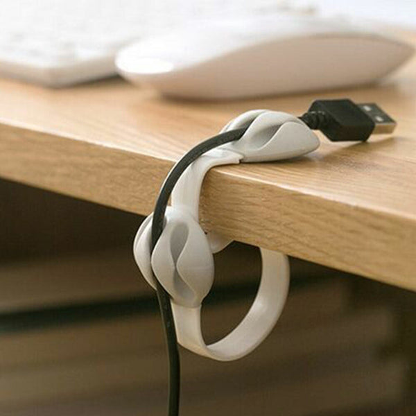 Organiser Cable Holder Lead Line Cord Drop Charger Desk USB Fixer Tidy Wire Clip