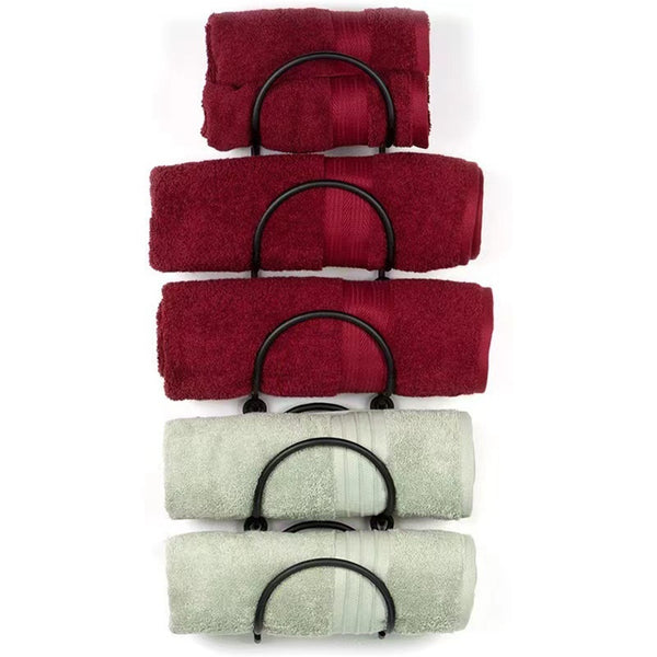 2 Pack Black Towel Rack Hangers – Space Saving Wall Organizer for Bathroom and Kitchen