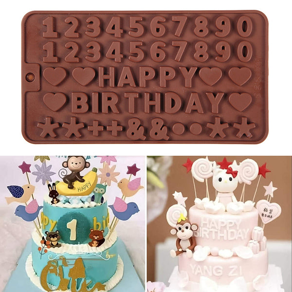 Happy Birthday Alphabet Number Silicone Mold Chocolate Cake Ice Jelly Tray Mould