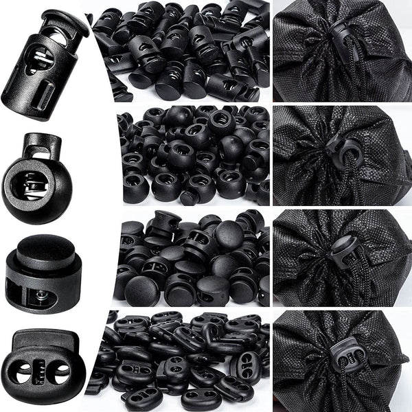 10X Single Double Hole Cord Lock Apparel Clamp Barrel Toggle Stopper Spring Stop