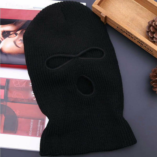 Black 3 Hole Balaclava Ski Mask Windproof Face Cover Neck Warmer