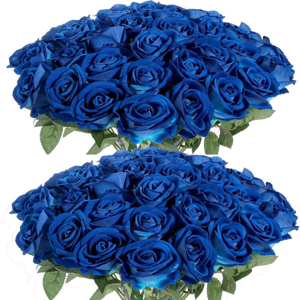 24PCS Artificial Rose Flowers Long Stem Silk Bouquet Wedding Home Decor