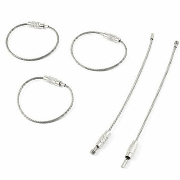 5Pcs Stainless Steel EDC Aircraft Cable Wire Loop Tag Key Chain Ring Screw Lock