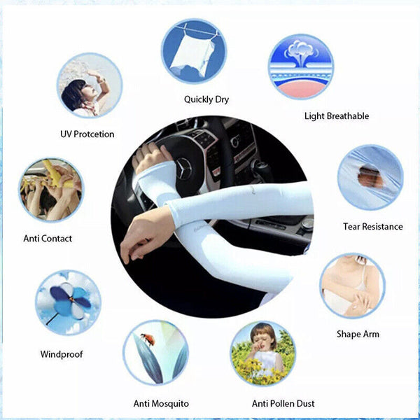 3 Pairs Cooling Sport Arm Stretch Sleeves Sun UV Protection Covers Cycling Golf