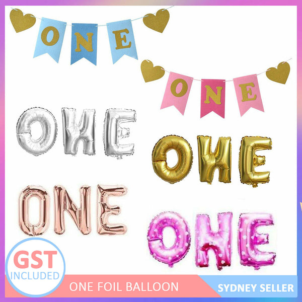 Baby Boy Girl First 1st ONE Banner ONE Balloon Birthday Children Party Decor AU