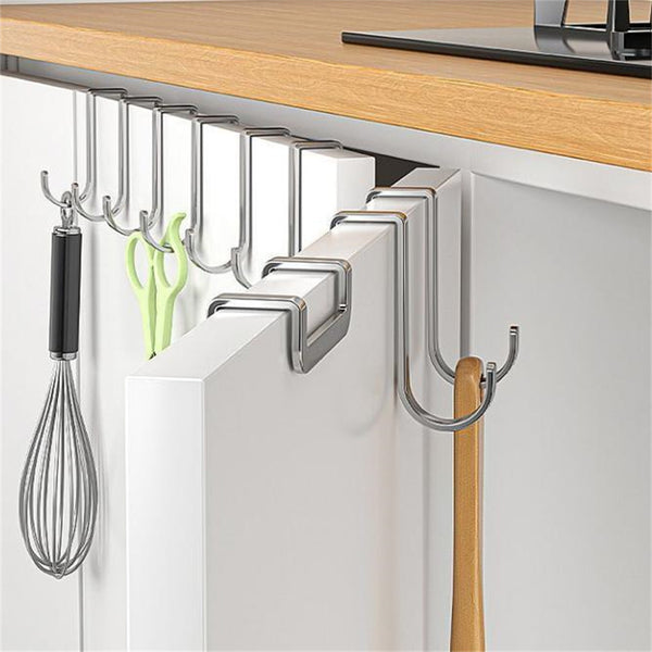 10 Pack Over Cabinet Door Hooks – Stainless Steel Double Hooks for Drawer, Closet, Fence and Storage