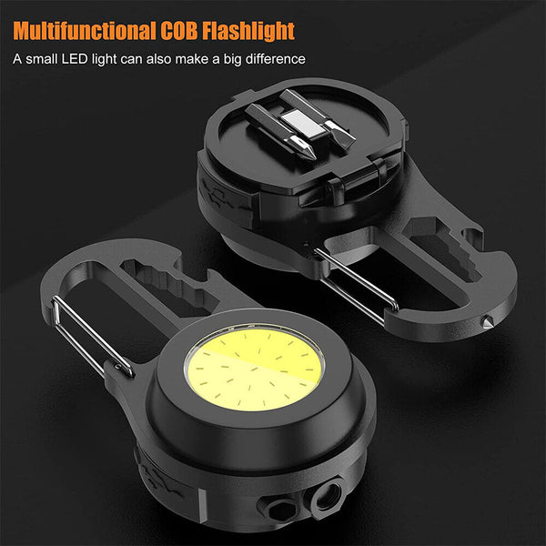 1/2x Pocket Torch COB Camping Rechargeable Keychain Work Light Mini Flashlight