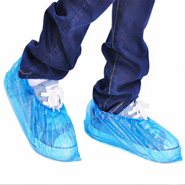500PCS Disposable Waterproof Shoe Covers Blue Plastic Boot Covers Mud Resistant