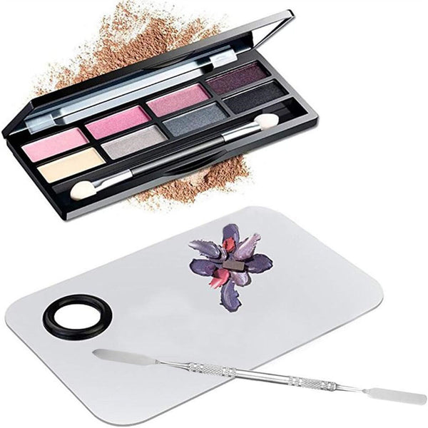 2pcs Stainless Steel Mixing Palette with Spatula Professional Cosmetic Makeup AU