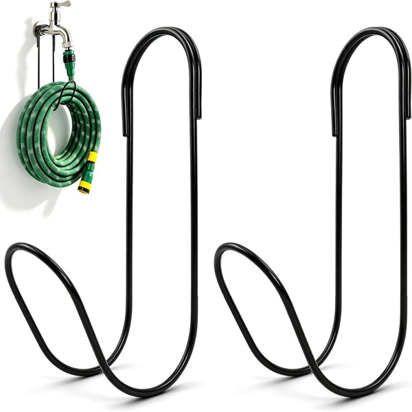 2PCS Metal Garden Hose Hangers Wall Mount Water Hose Storage Hooks Yard Organiser