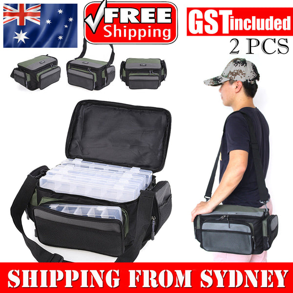 2x Lure Fishing Bag Handbag Shoulder Waist Backpack Reel Gear Tackle Storage Bag