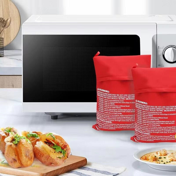 2X Microwave Potato Bag Baked Potato Corn Express Cooking Bag Reusable Washable