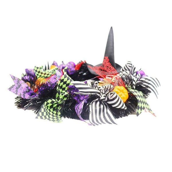 Halloween Party Decor Door Wreath Garland Outdoor Yard Decor Props Pumpkin Witch