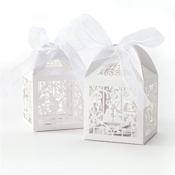 100X Laser Cut Favor Box Bombonierre Candy Engagement Wedding Gift Box 7 Colours